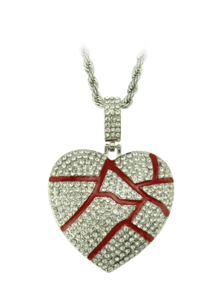 Zinc Alloy Stone Studded Heartbreaking Designed Pendant Necklace