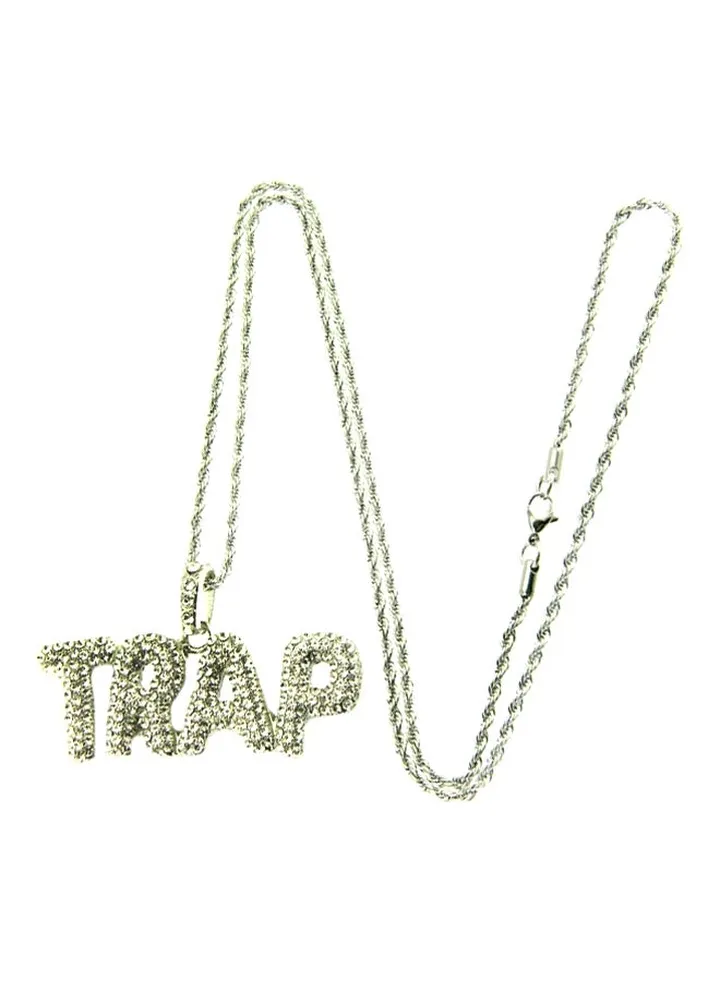 Diamond Studded Trap Letter Alloy Chain Necklace