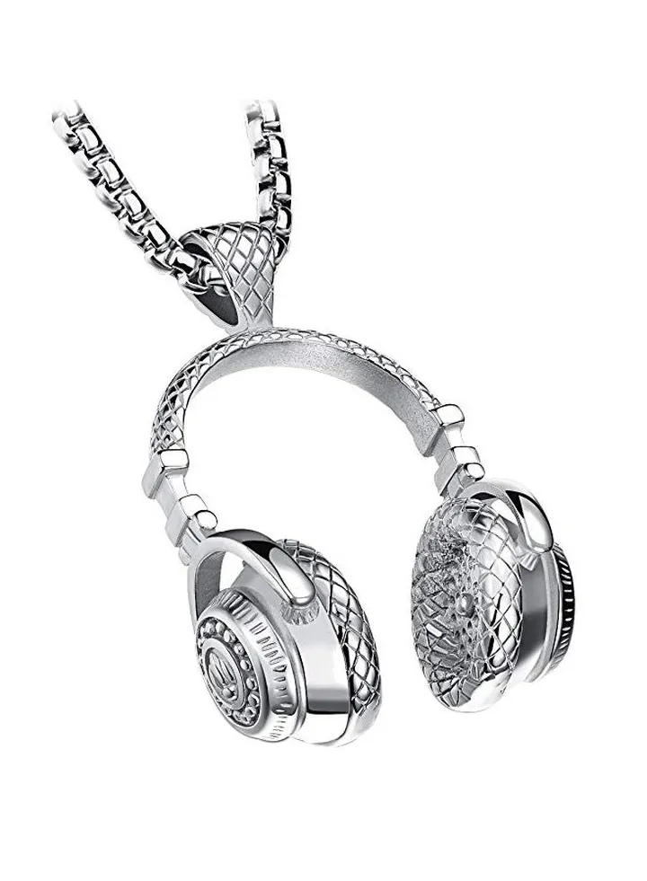 Stainless Steel Headphone Pendant Necklace