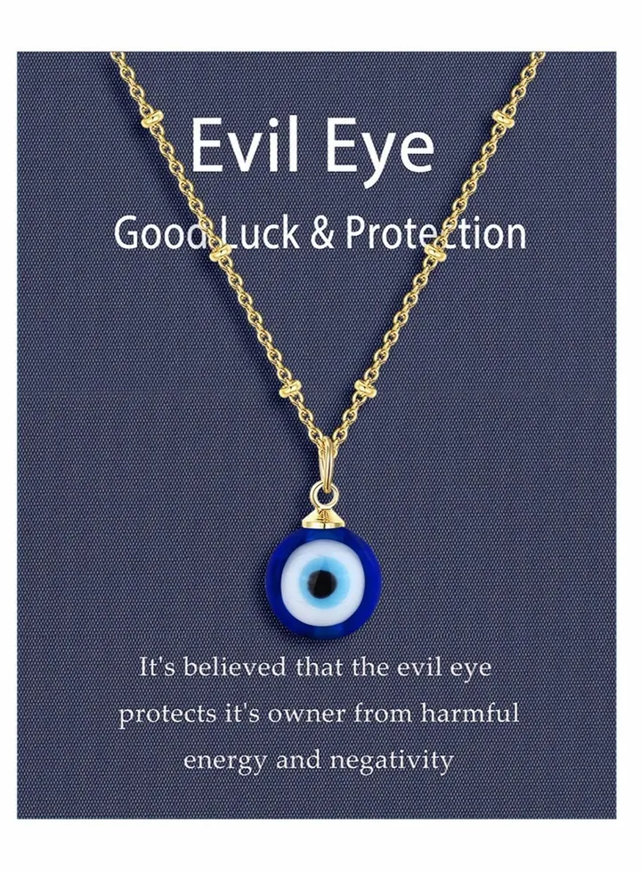 Eye Pendant Necklace Third Blue Eyes for Women Girls Gold