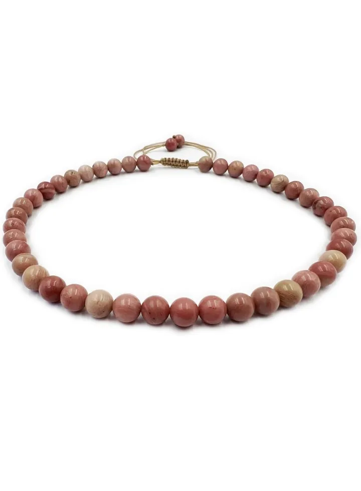 REBUY Rhodocrosite Stone Necklace for Women & Girls