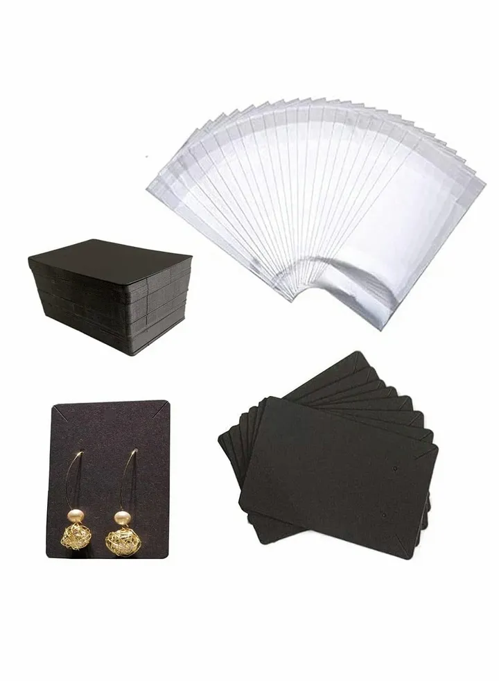 Earring Holder Cards, Earring Display Holder Cards set for Earrings Necklace Jewelry Display and Packaging, 100 Pcs Earring Cards and 100 Pcs Self- Sealing Bags