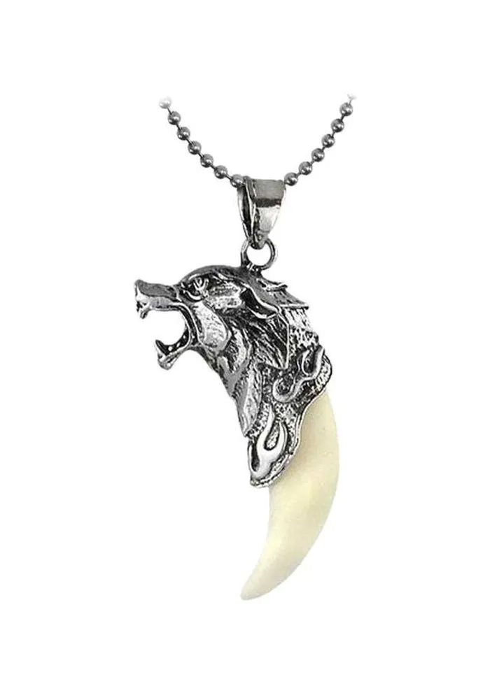 Stainless Steel Wild Wolf Head Pendant Necklace