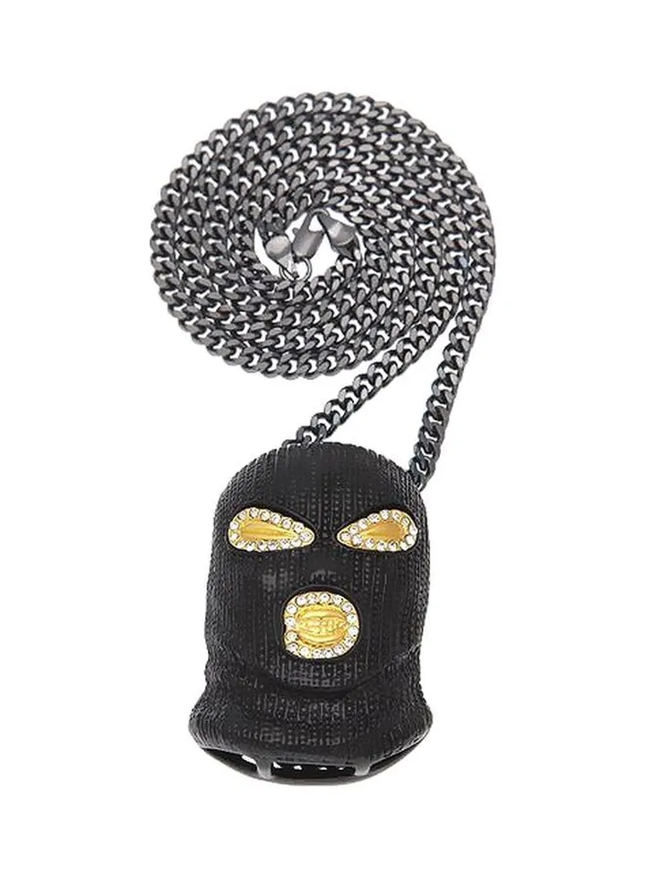Diamond Studded Headgear Pendant Necklace Grey/Black/Gold