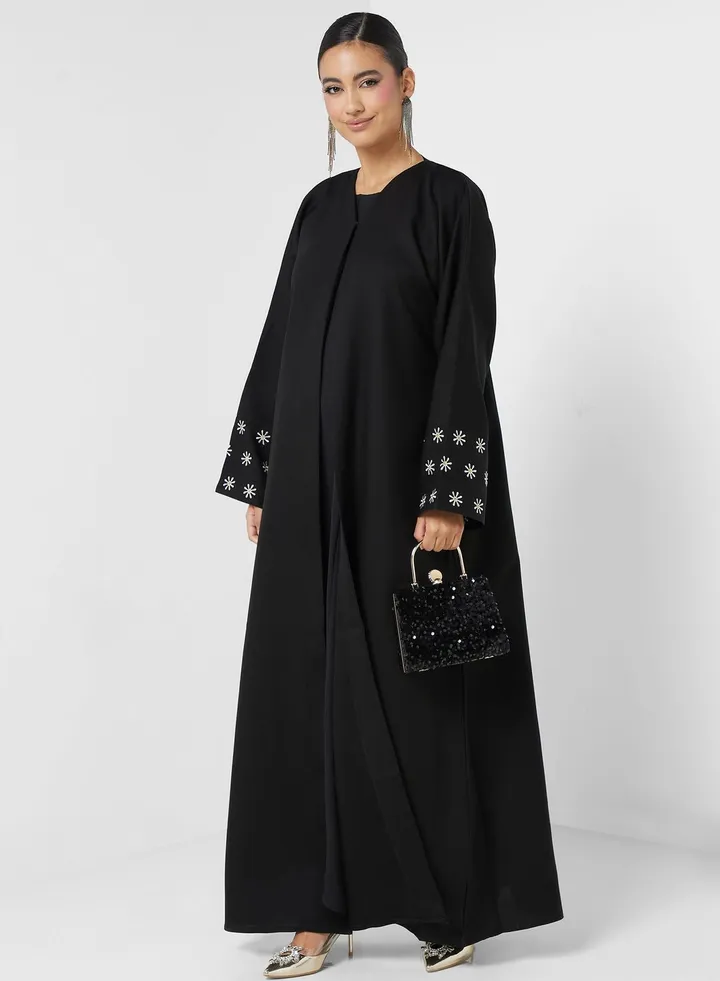Embroidered Flared Sleeve Abaya