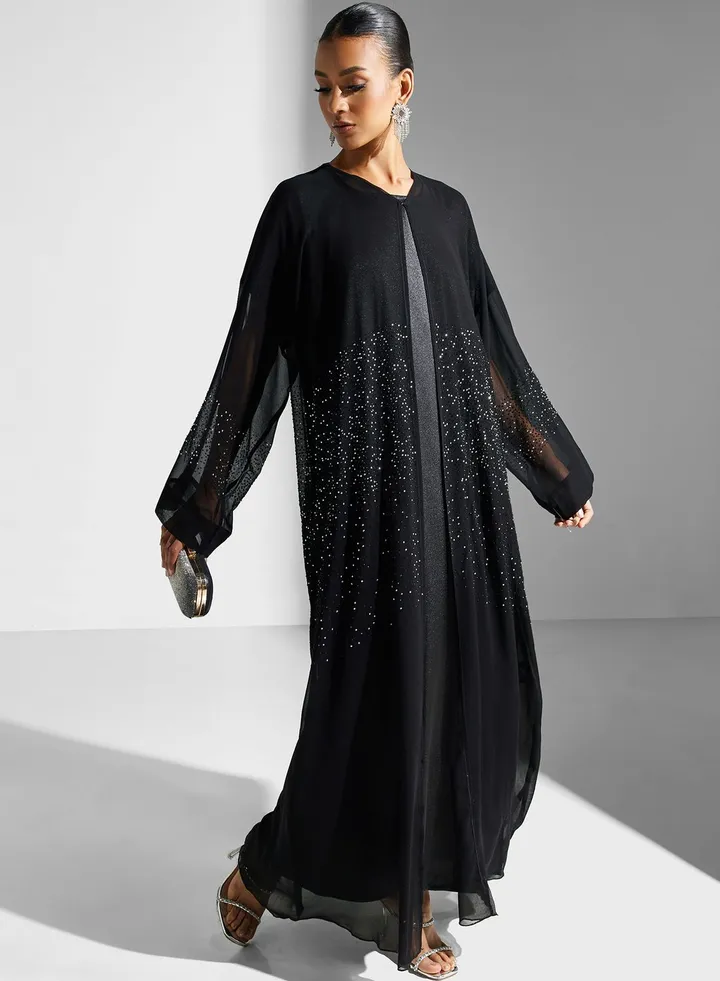 Embellished Flared Sleeve Abaya