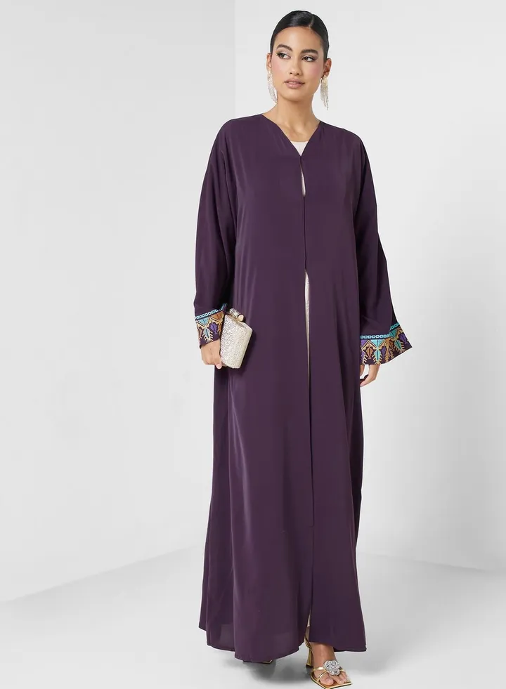 Embroidered Flared Sleeve Abaya