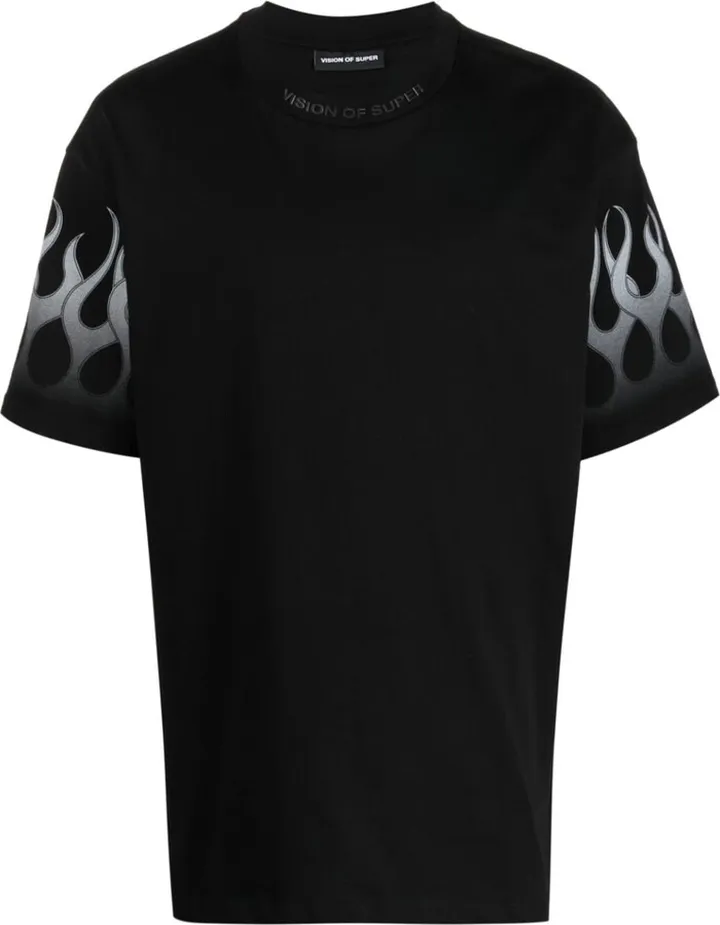flame-print cotton T-shirt
