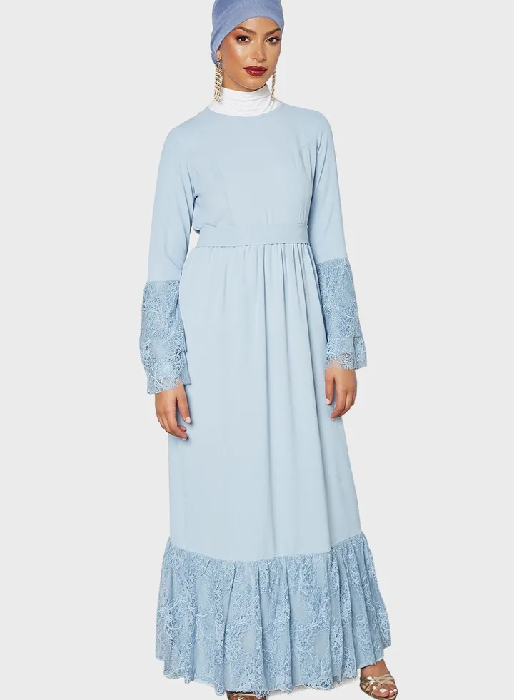 Lace Detail Abaya Dress