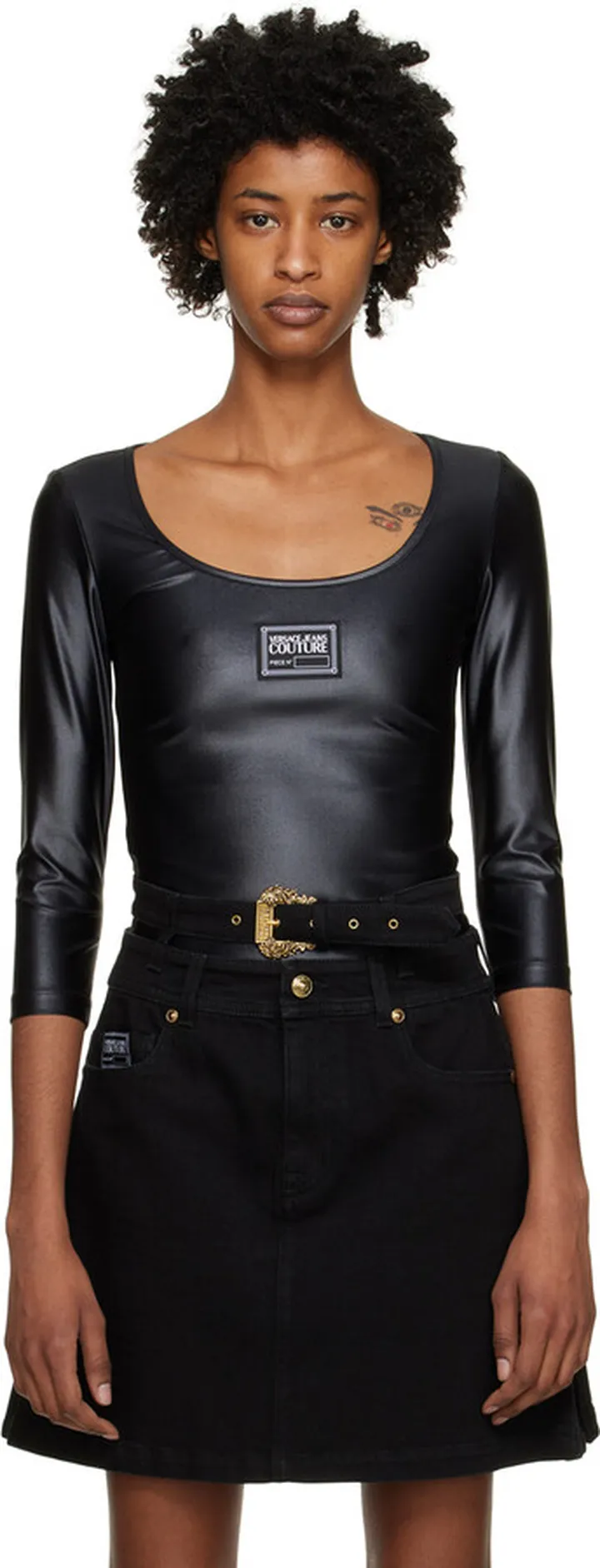 Versace Jeans Couture Black Patch Bodysuit