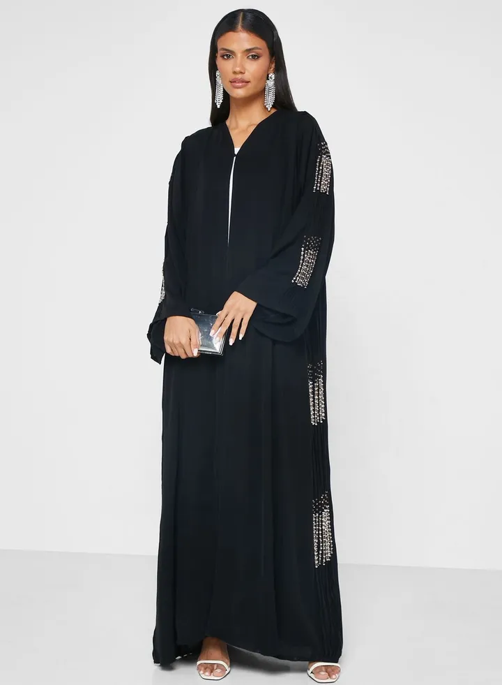 Embellished Lace Detail Abaya