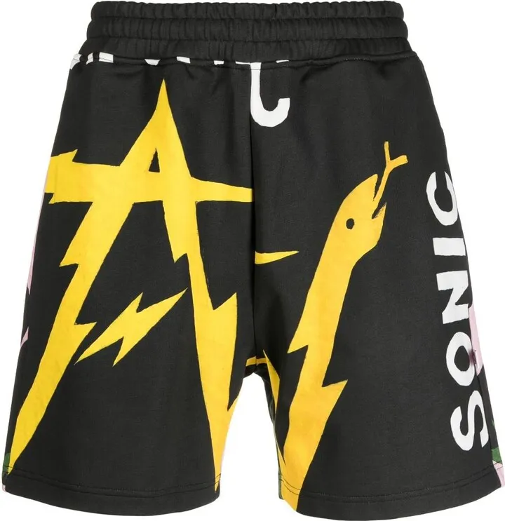 Banner graphic-print cotton shorts