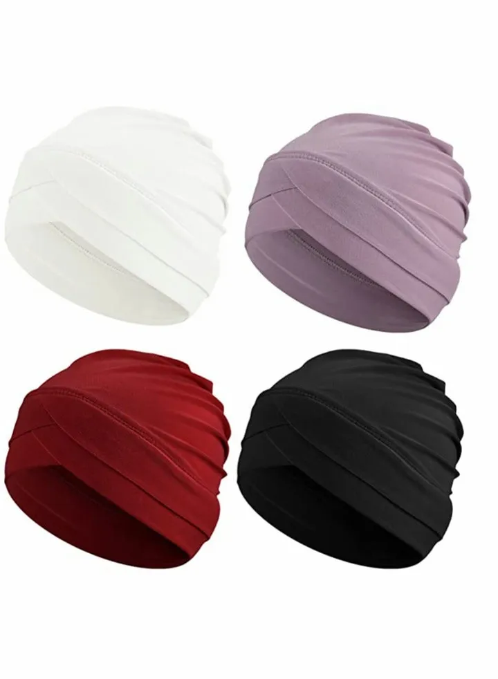 Women Turban Hats Slouchy Sleep Cap Headwear 4 Pcs