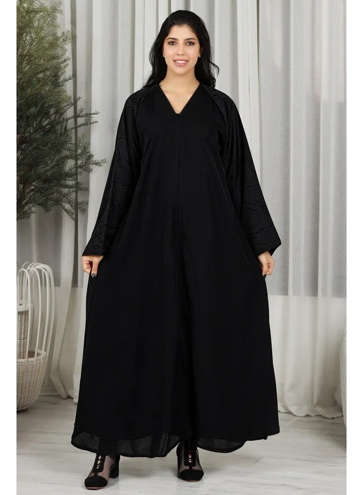 Black abaya with floral fabric