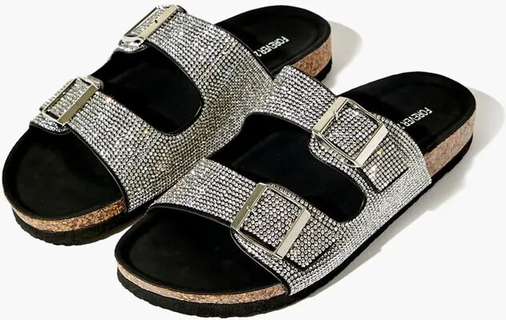 Rhinestone Buckled Slides