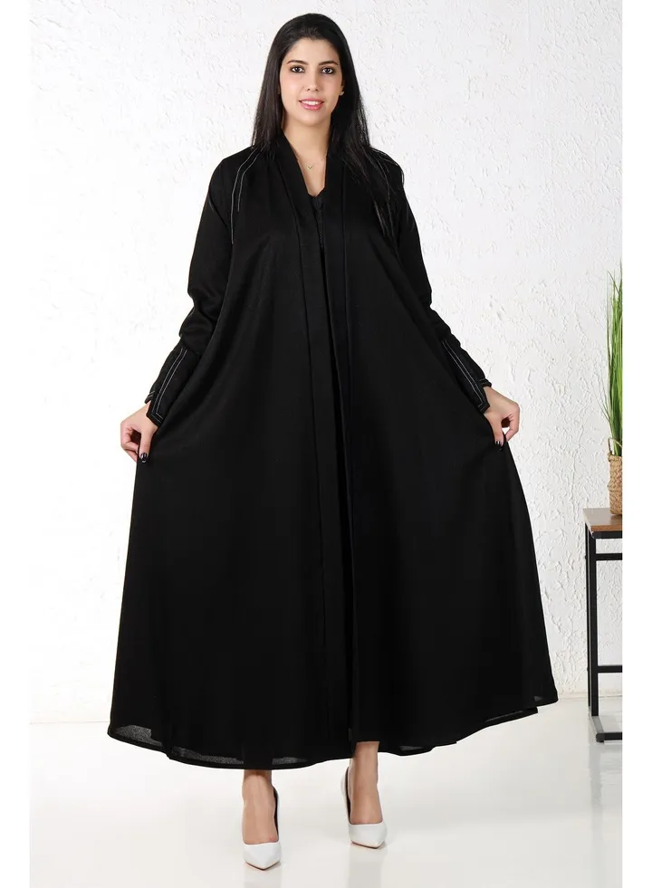Black abaya with embroidery