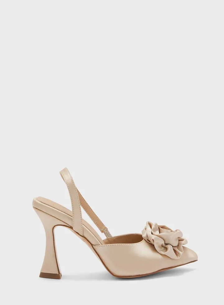 Rose Satin Sling Back Pump