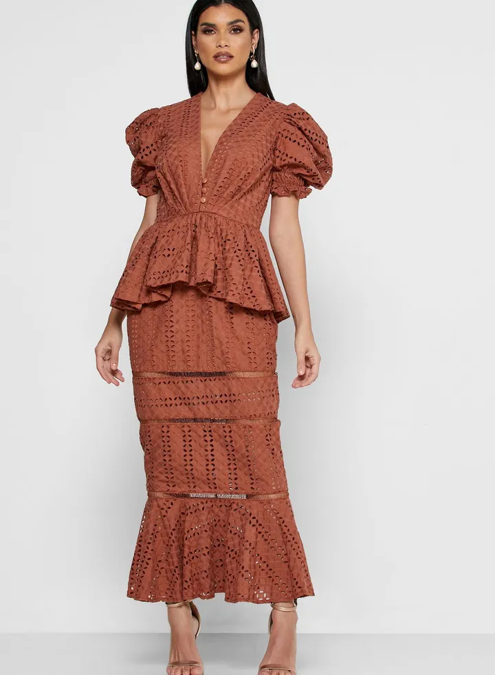 Peplum Schiffli Dress