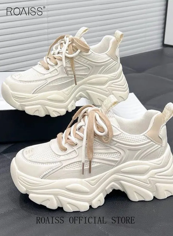 Ladies Sports Shoes Casual Shoes Sports Breathable and Wear-Resistant Low-Top Sneakers Women's Fashion All-Match Platform Sneakers