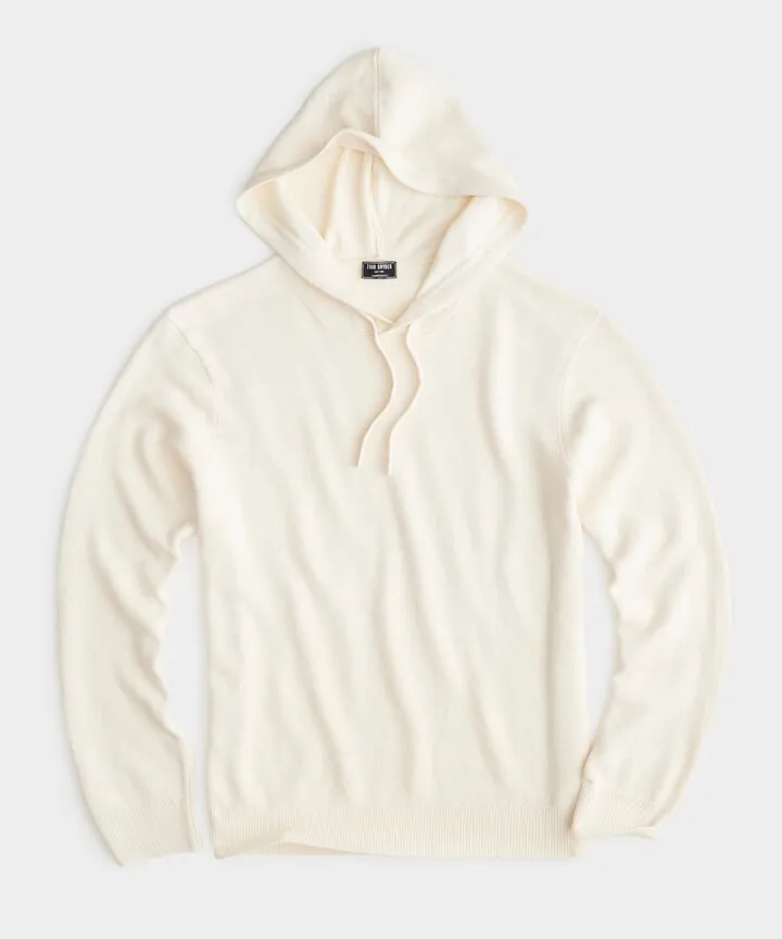 Linen Cotton Popover Hoodie in Chalk