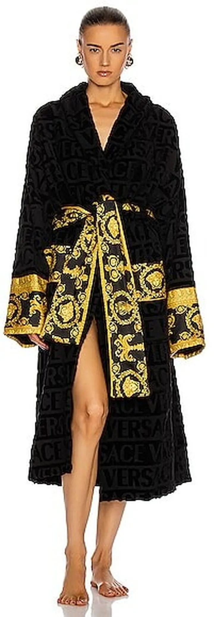 VERSACE Barocco Bathrobe in Black