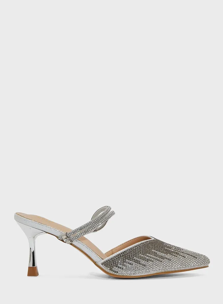 Diamante Double Strap Slip On Pump