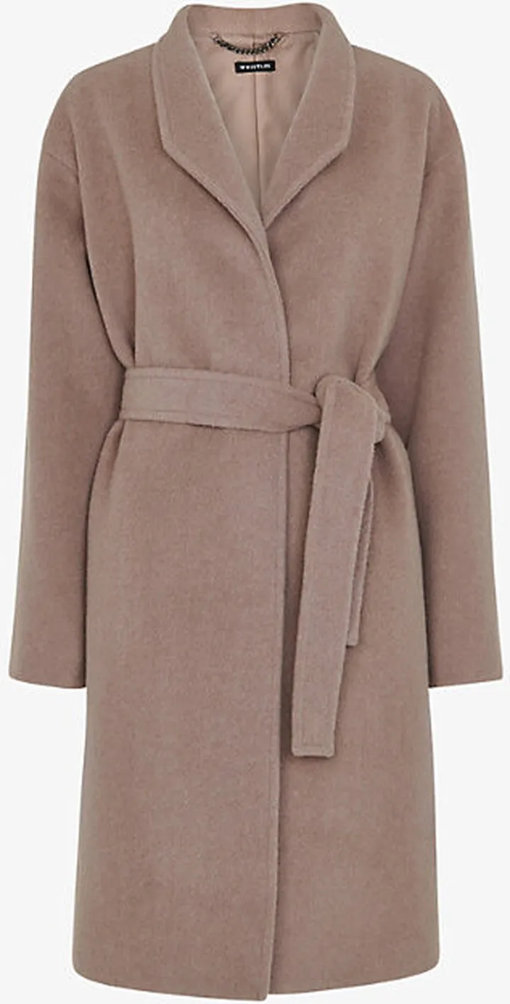 Womens Brown Clara Funnel-neck Wool-blend Coat