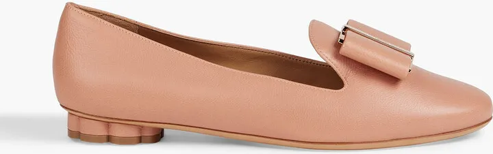 Sarno bow-embellished textured-leather loafers
