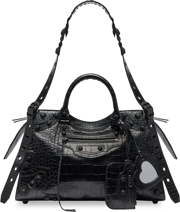 Neo Cagole City Handbag Crocodile Embossed