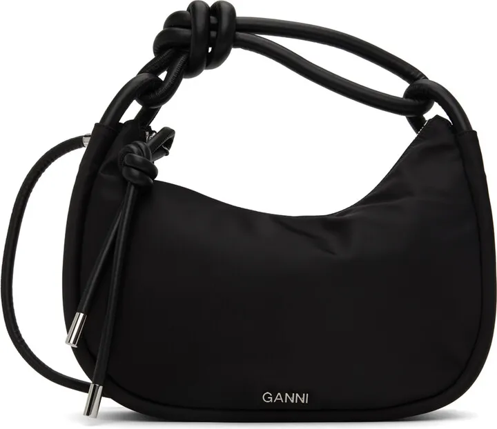 GANNI Black Knot Baguette Bag