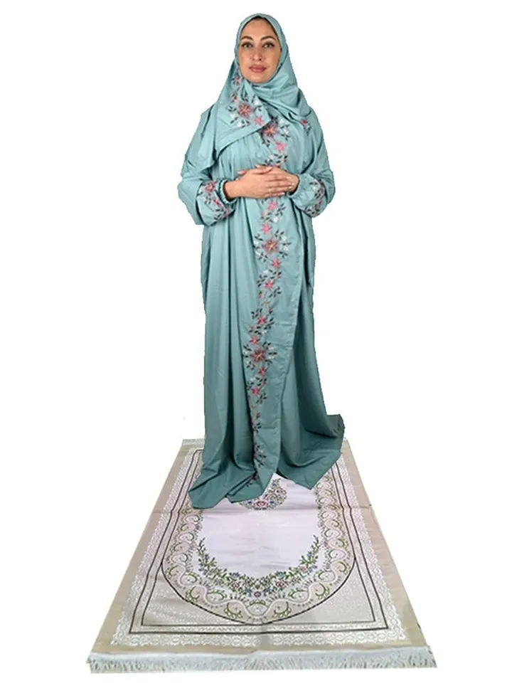 Premium Prayer Mat Set With Prayer Dress Soft Cotton
