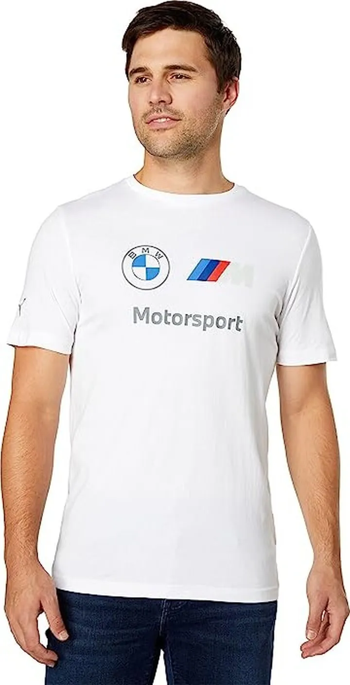 PUMA BMW M Motorsport Essentials Logo Tee (Puma White) Men's Clothing