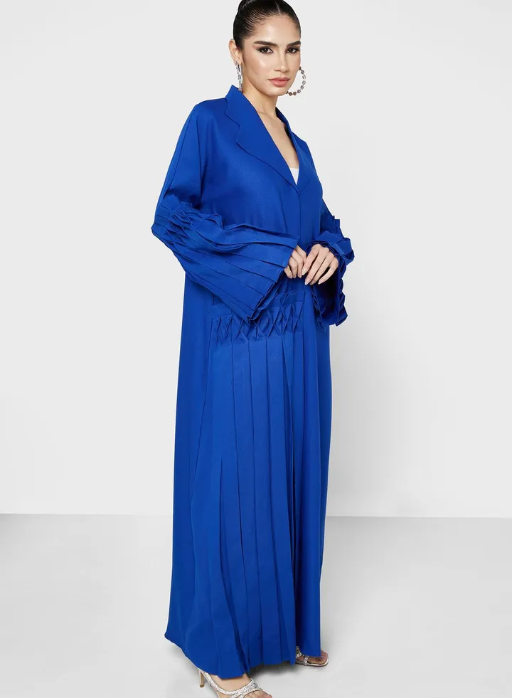 Pleat Detail Abaya With Sheila