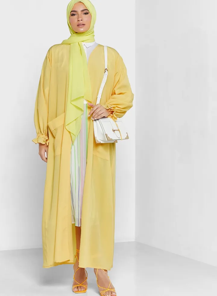 Puff Sleeve Abaya With Sheila