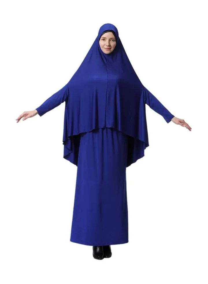 2-Piece Thobe With Hijab Blue