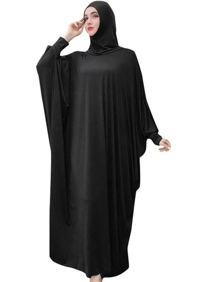 Women's black loose-fitting basdal, including the veil