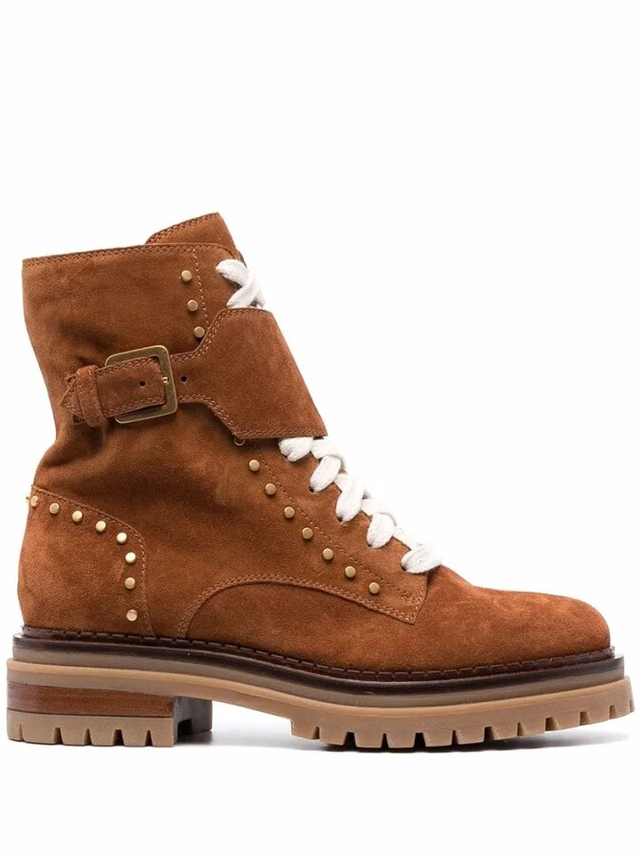 Lace-Up Suede Boots