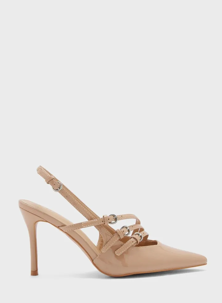 Strappy Buckle Patent Pumps
