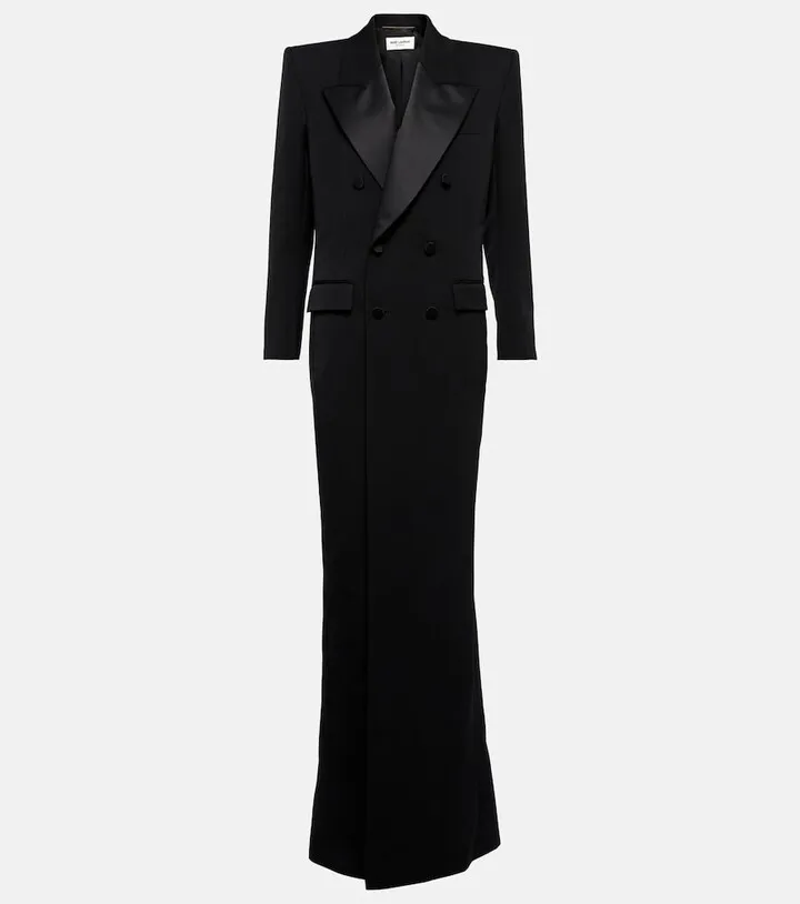 Tuxedo wool grain de poudre gown