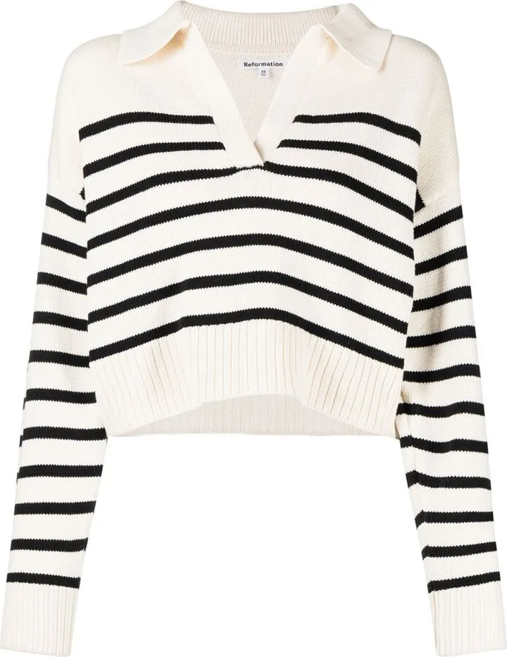 Francesco striped V-neck jumper