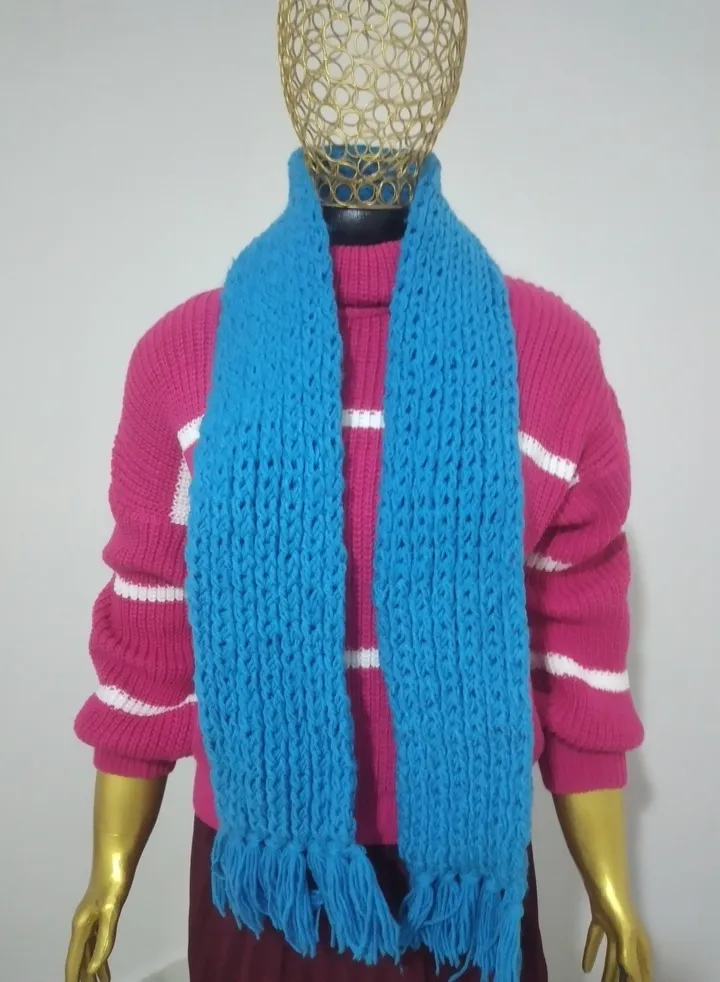 Wonderful handmade crochet scarf for winter - Skyblue