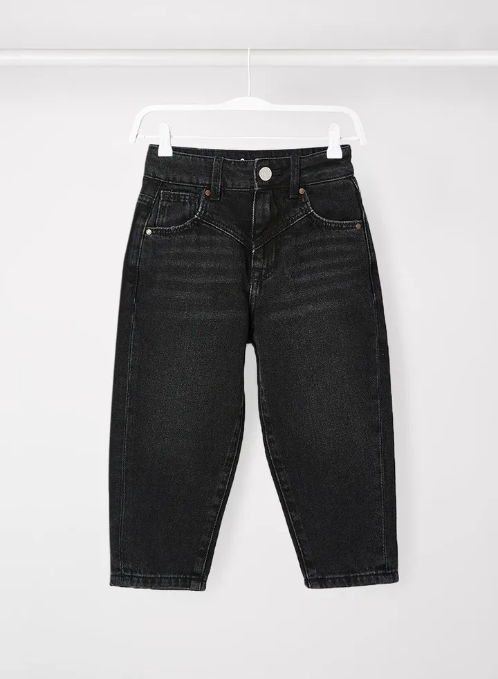 Kids Kara High Waist Mom Jeans Black