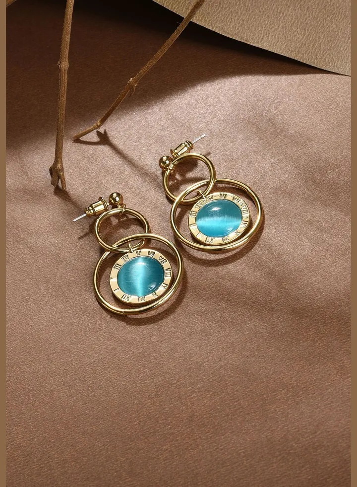 Gold Plated Designer Stone Drop Earring