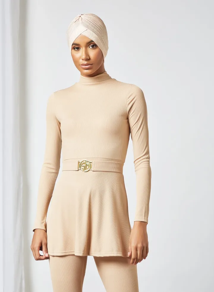 Belted Burkini Top Beige