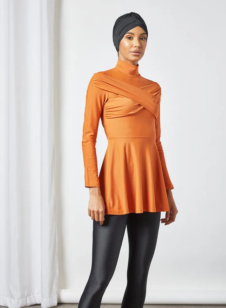 High-Neck Burkini Top Orange