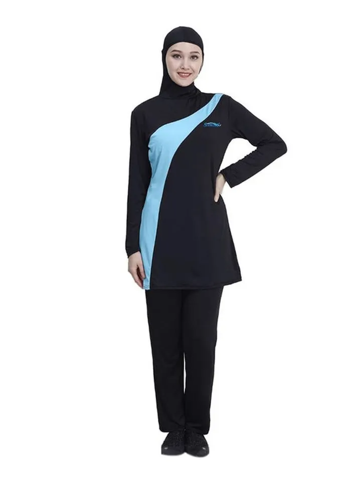 Classic Burkini Swimsuits Set Black/Blue