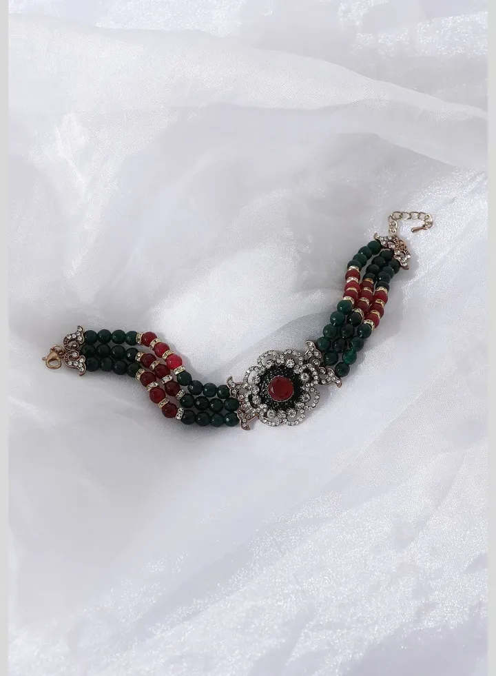 Silver Plated Designer Stone Party Bracelet For Women