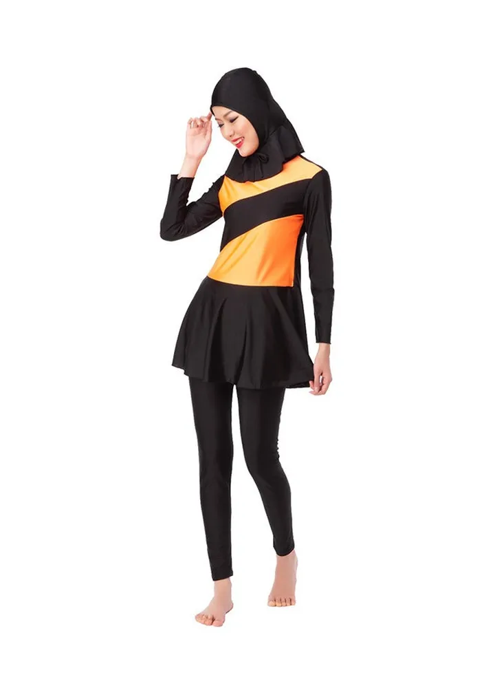 Islamic Swimwear Burkinis with Hijab Orange/Black
