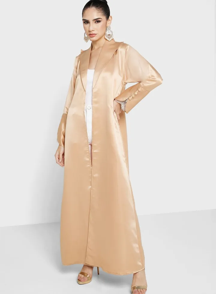 Lace Detail Abaya With Sheila