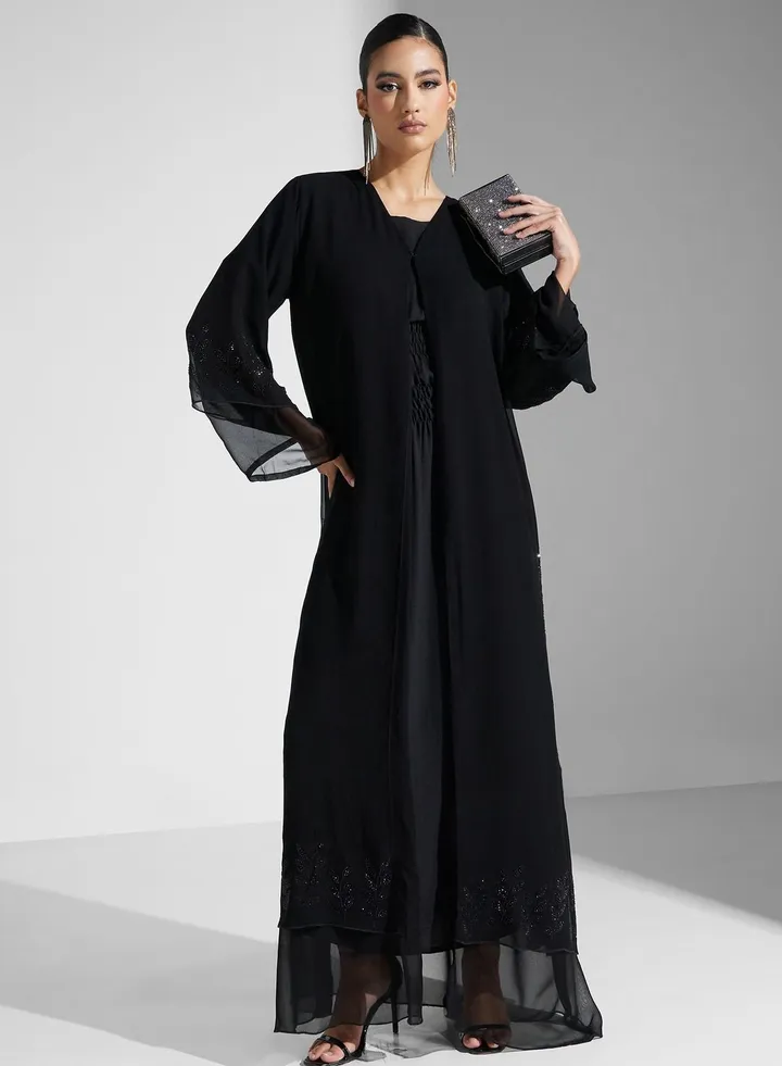 Embellished Flared Sleeve Abaya